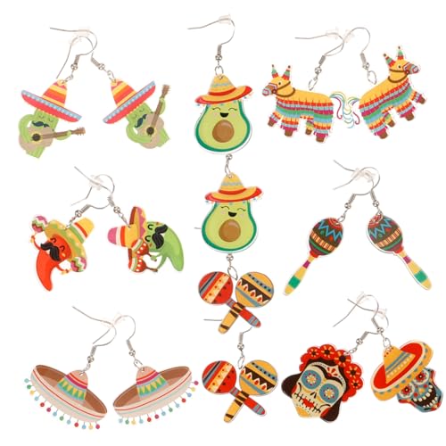 LIFKOME 8 Paare Kreative Multipack Ohrringe mit Avocado Totenkopf-motiven Leichtes Langlebiges für Frauen Modische Bunte Ohrhänger für Partys und Festivals von LIFKOME