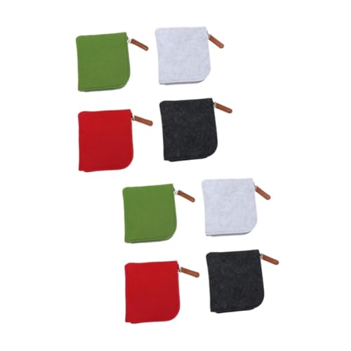 LIFKOME 8stücke Filz Münzbeutel Für Mädchen Mini Geldbörse Mit Reißverschluss Rot Grün Und Dunkelgrau Praktische Aufbewahrungstasche Für Münzen Schlüssel Und Geldschein Für von LIFKOME