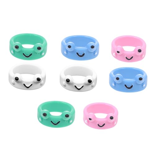 LIFKOME 8 Stück Teiliges Bunte Kunststoff Fingerringe Frosch Schmuck für Damen Modisch Langlebig Stapelbar Stilvoll Geschenkidee von LIFKOME