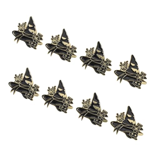 LIFKOME 8 Stück Teiliges Halloween Katzen Hexenhut Broschen aus Schwarzem Legierungsmetall mit Leuchtendem Emaille-design Vielseitige Anstecknadeln für Kleidung Rucksäcke Hüte und Taschen von LIFKOME