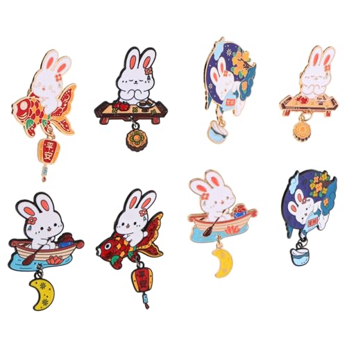 LIFKOME 8 Stück Teiliges Hasenbroschen- Niedliche Cartoon-anstecker aus Zinklegierung mit Emaille Kreative Tierbroschen für Kleidung Schals Rucksäcke Modische Accessoires Geschenkidee für von LIFKOME