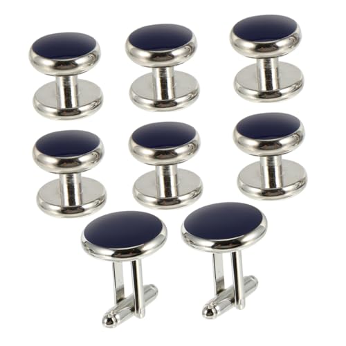 LIFKOME 8 Stück Teiliges Herren Manschettenknopf Set Rund Französischer Stil Elegantes Schmuckset für Formelle Hemden Hochzeitsanzug Business Geschenkbox Inklusive von LIFKOME