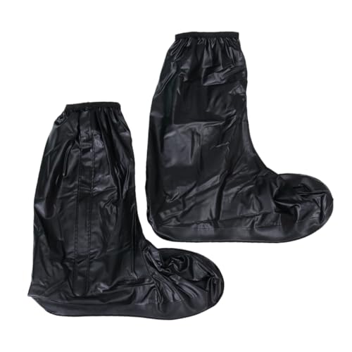 LIFKOME Hochwertige wasserdichte Überschuhe Für Herren Hochformatige Faltbare PVC-regenüberschuhe Mit Anti-rutsch XXL Schwarz Für Regnerische Tage Und Fahrradtouren von LIFKOME