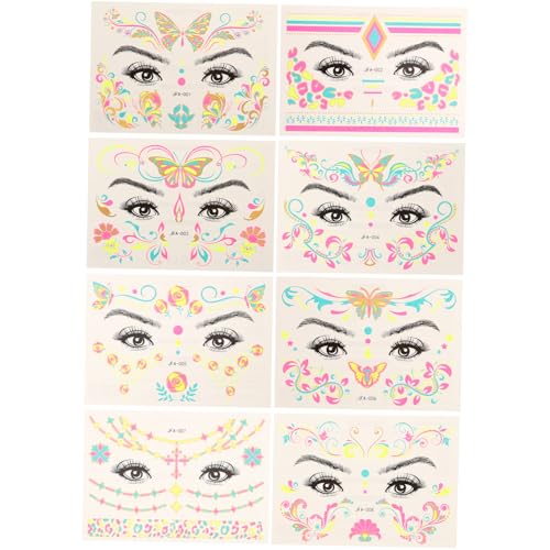 LIFKOME 8blätter Sticker Für Gesicht Und Körper Wasserdichte Fluoreszierende Hautaufkleber Für Festivals Partys Und Nachtleben Individuell Gestaltbare Temporäre Tattoos von LIFKOME