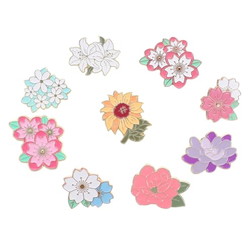 LIFKOME 9 Stück Metall Farbabzeichen Dekor Süße Anstecknadeln Für Rucksäcke Emaille Anstecknadeln Cartoon Brosche Blumen Für Kleidung Süße Für Taschen von LIFKOME
