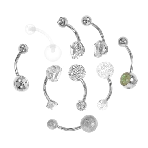 LIFKOME 9 Stück Teiliges Bauchnabelpiercing aus Chirurgenstahl mit Funkelnden Zirkonia Kristallen Langlebig und Modisch für Damen zur Individuellen Körperdekoration und Stilvollen von LIFKOME