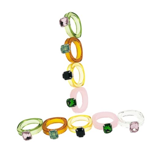 LIFKOME 9 Stück Teiliges Ring Bunten Einzigartigen Schmucksteinen Modische Damenringe aus Hautfreundlichem Material Vielseitig für Party Alltag und Festliche Anlässe Zufällige Farbe von LIFKOME