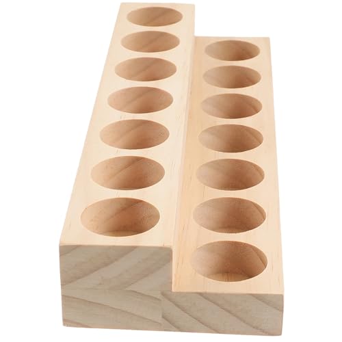 LIFKOME Ätherische Öle Holzregal mit Fächern Zweistöckiger Ätherisches Öl Flaschenhalter Langlebiger Organizer für Parfümaufbewahrung und Duftöl Präsentation Feine Verarbeitung von LIFKOME