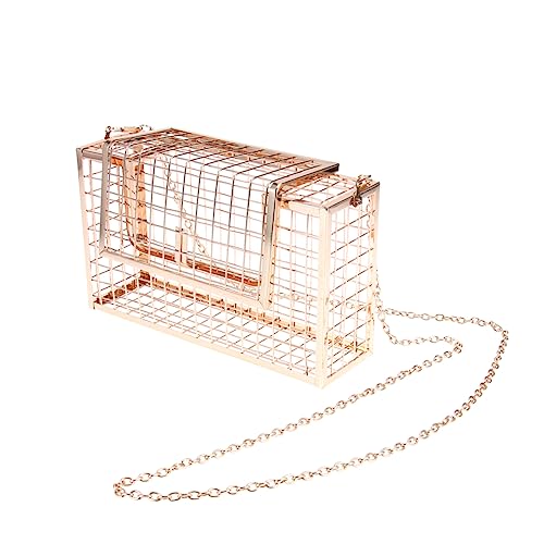 LIFKOME Abend Clutch Handtasche Damen Goldfarbene Rechteckige Metall Tasche mit Geometrischem Hohlkörper Design Leichte Umhängetasche für Party Prom und Sommer Kompakt für Schlüssel von LIFKOME