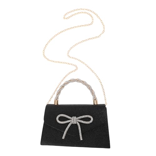 LIFKOME Abendhandtasche mit Glitzernde Schleife Funkelnde Abendtasche für Hochzeiten Partys und Formelle Anlässe Schwarz von LIFKOME