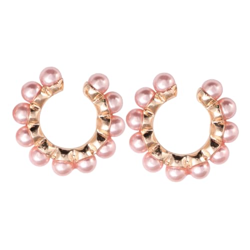 LIFKOME Allergiearmer Damen Ohrclip Legierung mit Kreativen Perlen Süßes Förmiges Design Modischer Ohrklipser Zartem Rosa für Alltag Reisen und Shopping von LIFKOME