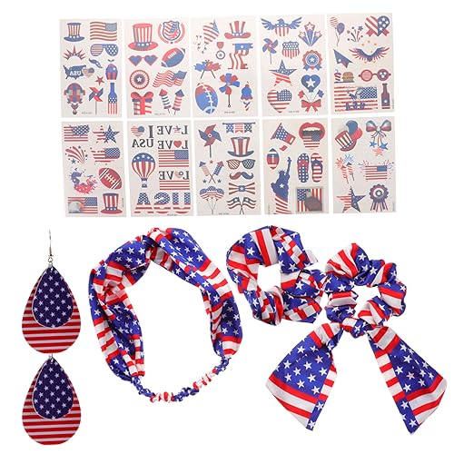 LIFKOME Unabhängigkeitstag Stirnband Flagge Ohrringe Dekoration Mit Aufklebern Patriotische Partyaccessoires Für Mädchen Frauen Zum Unabhängigkeitstag von LIFKOME