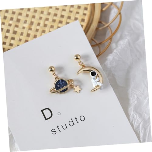 LIFKOME Asymmetrische Damen Ohrstecker Mond Planet Design Modische Filigrane Ohrclips Leichte Langlebige Ohrringe für Alltag Büro Reisen Farbenfrohe Ohrschmuck accessoires von LIFKOME
