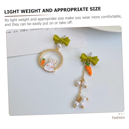 LIFKOME Asymmetrische Damen Ohrstecker mit Hasen Perlenanhänger Leichte Bunny Dangle Ohrringe mit Schleifen design Modischer Schmuck für Alltag und Besondere Anlässe von LIFKOME
