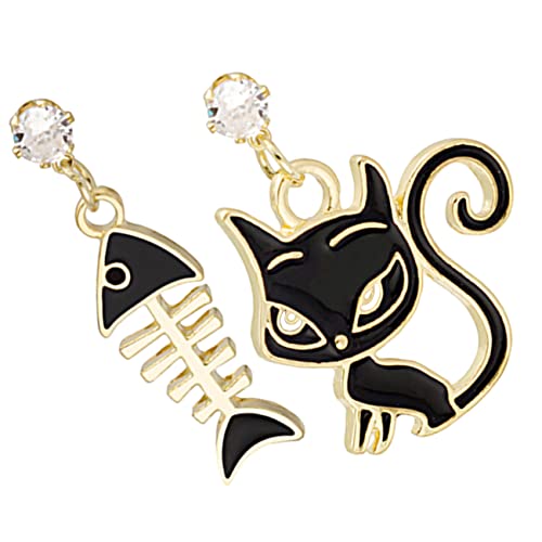 LIFKOME Asymmetrische Katzen und Ohrringe aus Hochwertiger Legierung Ohrhänger für Teenager Mädchen und Frauen und Langlebig für Alltag und Besondere Anlässe von LIFKOME