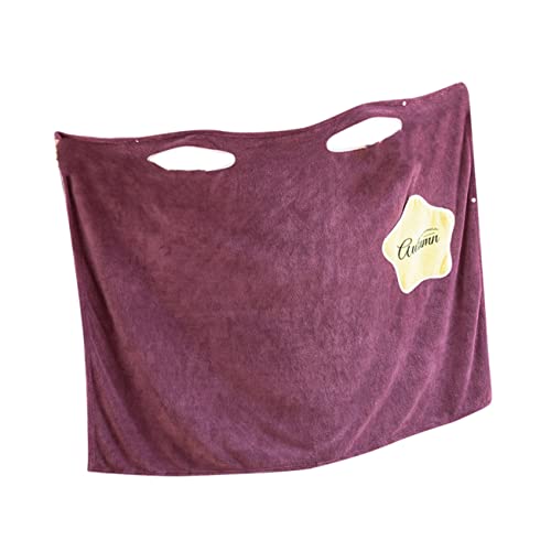 LIFKOME Bademantel Damen Lang Schulterfrei Ärmellos Badeanzug Robe Nachthemd Violett Baderock Schnelltrocknend Mit Tasche Für Frauen von LIFKOME