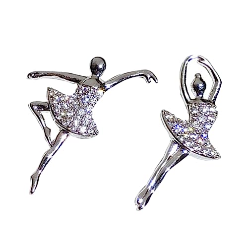 LIFKOME Ballerina Ohrringe Silber Leichtes Kupfer Schmuck Damen Tanzendes Mädchen Design Ohrstecker für Frauen und Mädchen von LIFKOME