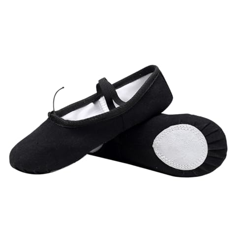 LIFKOME Ballettschläppchen Weichsohlig Leicht rutschfest Atmungsaktiv Elastisches Band Yoga Tanzschuhe Schwarz für Ballett Fitness von LIFKOME