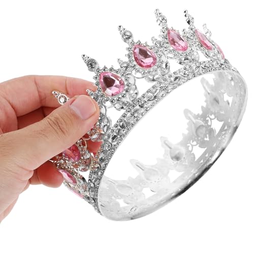 LIFKOME Barock Brautkrone mit Strasssteinen Runde Hochzeit Tiara für Frauen Retro Braut Haarreif als Königliches Kopfstück Geeignet für Hochzeiten Geburtstage Kostümpartys von LIFKOME
