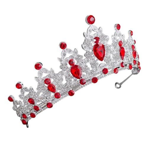 LIFKOME Barock Krone Damen Hochzeit Tiara mit Funkelnden Diamantakzenten Königliches Brautschmuck Accessoire in Silber Rot für Geburtstagsfeier Ball und Festliche Anlässe von LIFKOME