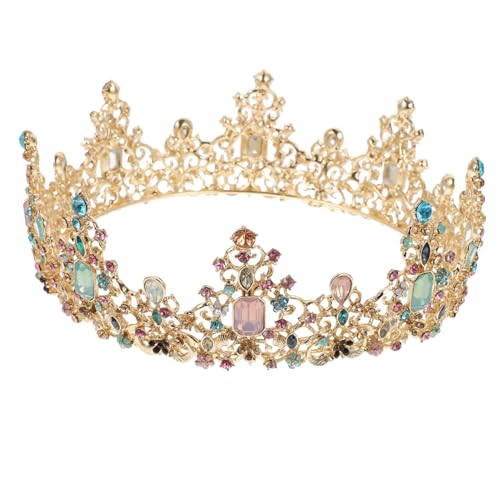 LIFKOME Barock Stil Brautkrone mit Kristallbesatz Rundes Vintage Haarschmuck Hochzeit Tiara für Damen Festzug Party von LIFKOME