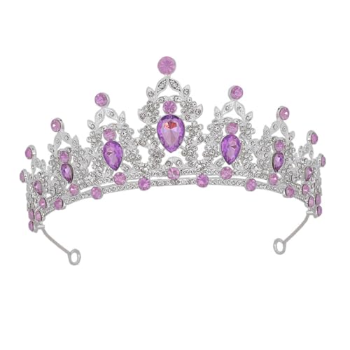 LIFKOME Barock Tiara Haarschmuck Hochzeit mit Strasssteinen Prinzessin Krone in Silberlila Festlicher Brautschmuck für Hochzeiten Geburtstage Abschlussball und Partys von LIFKOME