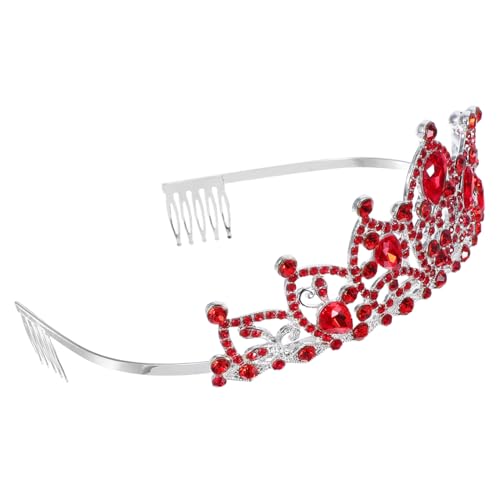 LIFKOME Barocke Braut Tiara mit Funkelnden Strasssteinen Silber Rote Prinzessinnenkrone aus Zinklegierung Vintage Haarschmuck für Damen und Mädchen für Hochzeit Geburtstag Festzug und von LIFKOME