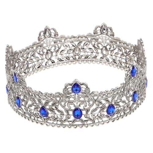 LIFKOME Barocke Herrenkrone mit Blauen Strasssteinen Europäisches Design Tiara für Hochzeit Party Halloween Prom Kopfschmuck für Besondere Anlässe von LIFKOME