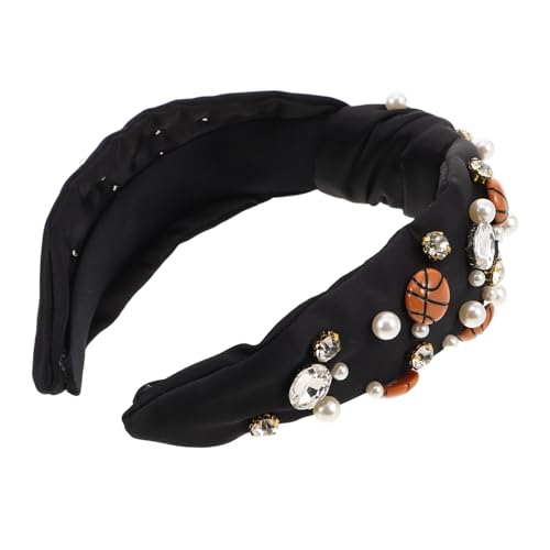 LIFKOME Basketball Haarschmuck mit Knoten Sportliches Haarband mit Funkelnden Strasssteinen und Perlen Modisches Vintage Design für Frauen und Mädchen Geeignet für Spiele und Freizeit von LIFKOME