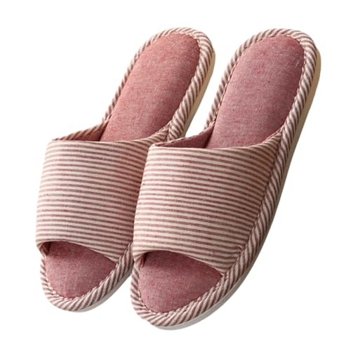 LIFKOME Baumwoll Hausschuhe Damen Rutschfest Atmungsaktiv Leichter Stoffpantoffeln für Drinnen und Draußen Weiche Zimmerpantoffeln Langlebig und Modisch von LIFKOME