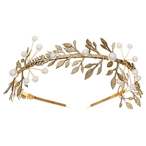 LIFKOME Blattgold Stirnband Brautjungfern Haarschmuck Römischer Kranz Braut Kopfschmuck Für Die Hochzeit Perlen Stirnband Hochzeits Haarschmuck Für Frauen Hochzeits Haarschmuck Für von LIFKOME