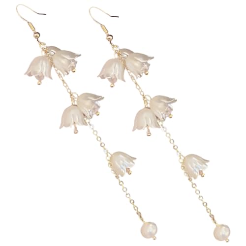 LIFKOME Blumenohrringe Bell mit Perle Vielseitige Ohrhänger Frühlings Ohrringe für Damen Modischer Schmuck für Alltag und von LIFKOME