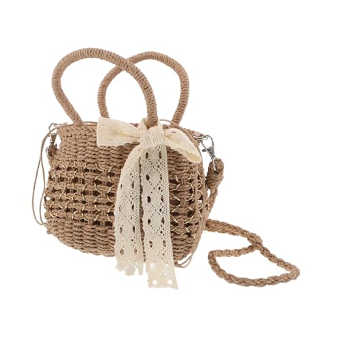 LIFKOME Boho Geflochtene Strandtasche Damen Leichte Wasserfeste Schultertasche Vielseitig Tragbare Umhängetasche für Sommerurlaub Alltag und Strandspaß Natürliche Bastoptik in Khaki von LIFKOME