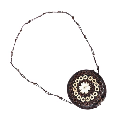 LIFKOME Boho Handgewebte Crossbody Tasche aus Kokosnussschale Häkel Schultertasche mit Verstellbarem Riemen Kompakte Geldbörse für Kosmetik Ohrhörer und Karten Vielseitige Umhängetasche von LIFKOME