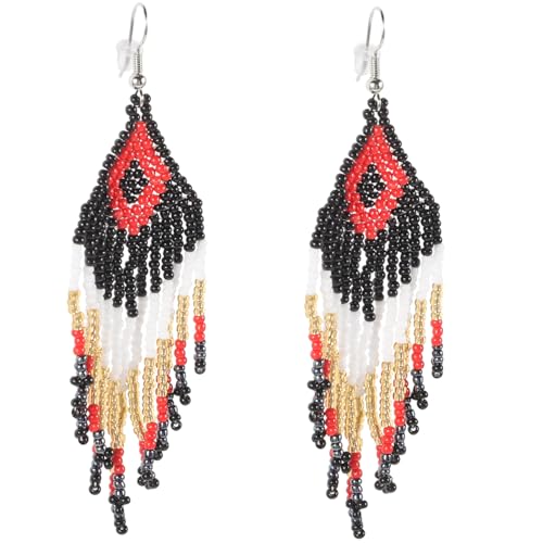 LIFKOME Boho Lange Bunte Perlen Quasten Ohrringe Damen Elegant Leicht Hängend Modisch für Sommer Strand Festival Party Alltag von LIFKOME