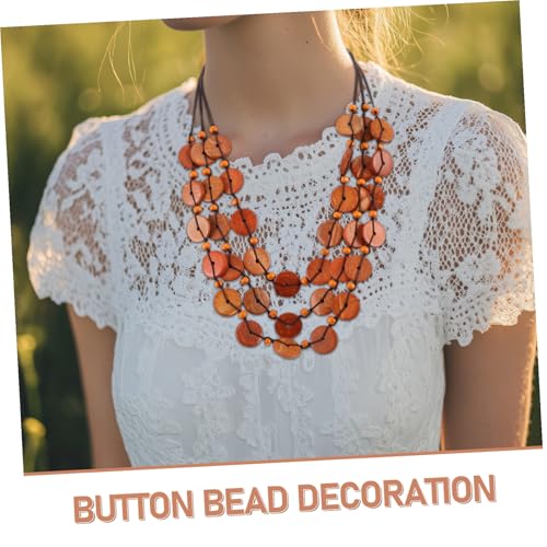 LIFKOME Boho Mehrreihige Holzperlenkette mit Kokosnuss perlen Anhänger Auffällige Statement Halskette für Damen Verstellbare Kurze Strandkette in Hellem Braun Einzigartiges Design für von LIFKOME