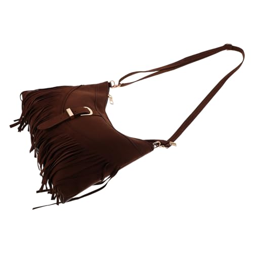 LIFKOME Boho Purse Braune Leichte Umhängetasche aus Wildleder mit Ethnischem Webmuster Vielseitige Crossbody Schultertasche für Damen Kompakte Vintage Reisetasche mit Fransen Modische von LIFKOME