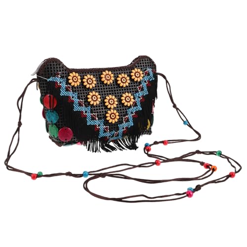LIFKOME Boho Rattan Umhängetasche Damen Handgefertigt Ethno stil Leicht Schultertasche mit Quasten für Urlaub Strand Festivals Alltag von LIFKOME