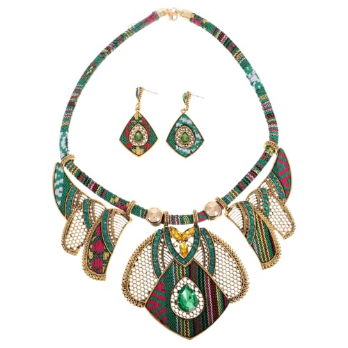 LIFKOME Boho Schmuckset Damen Ethno Halskette und Ohrhänger aus Legierung und Stoffseil Modisch Langlebig Farbenfroh Passend für Party Hochzeit und Besondere Anlässe von LIFKOME