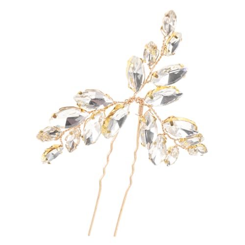 LIFKOME Braut Haarnadel mit Funkelnden Glassteinen Handgebundene U Form Goldfarbener Hochzeit Haarschmuck für Frauen Leichtes Dekoratives Haaraccessoire für Festliche Frisuren von LIFKOME