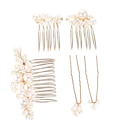 LIFKOME Braut Haarschmuck Perlen Haarkämme Haarnadeln Vintage Stil für Hochzeit und Besondere Anlässe Teiliges Haarklammern und Haarnadeln in Gold für Damen und Mädchen von LIFKOME
