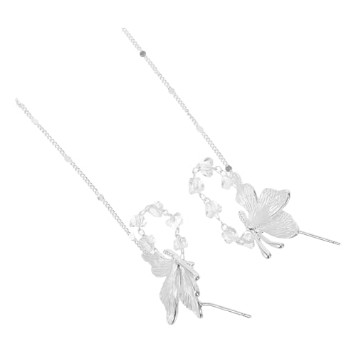 LIFKOME Schmetterlings-tropfen-ohrringe Mit Zarter Quaste Lange Silberne Statement-ohrhänger Für Frauen Und Mädchen Federleichter Komfort von LIFKOME