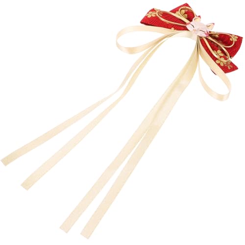 LIFKOME Chinesischer Stil Schleife Haarspange Langer Schwanz Quaste Band Haarspange Vintage Hanfu Haarschleifen Pferdeschwanzhalter Zubehör Für Frauen Mädchen Kinder (Rot) von LIFKOME