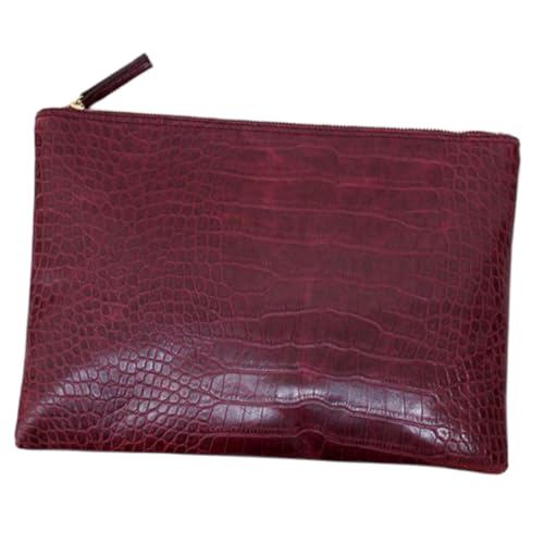 LIFKOME Clutch Tasche Damen Alligatorprägung PU Envelope Bag Handgelenktasche Große Kapazität Modische Abendtasche Weinrot von LIFKOME