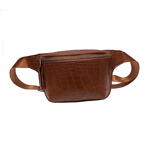 LIFKOME Damen Bauch Und Umhängetasche Aus Kunstleder Mit Reißverschluss Eleganter -Look Praktische Brusttasche Für Freizeit Und Reisen Braun von LIFKOME