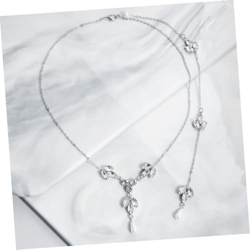 LIFKOME Damen Halskette Silber mit Glitzer Anhänger Elegante Rückenkette für Hochzeit Braut Schmuck Party Geschenk von LIFKOME