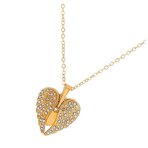 LIFKOME Damen Halskette mit Engelsflügel Herzanhänger Zarte Silberkette für Frauen und Mädchen Leichtes Schmuckstück Langlebig und Hautfreundlich Vielseitig Kombinierbar für Alltag und von LIFKOME