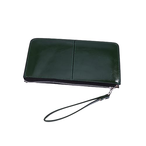LIFKOME Damen Handgelenk Geldbörse Mit Reißverschluss Und Schnallenverschluss Große Kapazität Eleganter Clutch Stil Für Handy Und Persönliche Gegenstände Dunkelgrün von LIFKOME