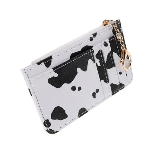 LIFKOME Damen Kreditkartenetui mit Kuhmuster Leichter PU Geldbeutel mit Reißverschluss Kompakte Karten und Münzaufbewahrung Modischer Schlüsselanhänger Geldbeutel für Unterwegs von LIFKOME