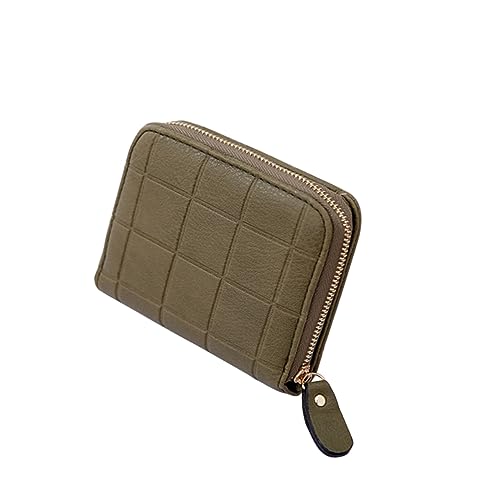 LIFKOME Damen Mini Geldbörse Pu- Im Karomuster Reißverschluss Geldbeutel Für Karten Münzen Und Schlüssel Kompakte Handtasche Dunkelgrün Für Und Mädchen von LIFKOME